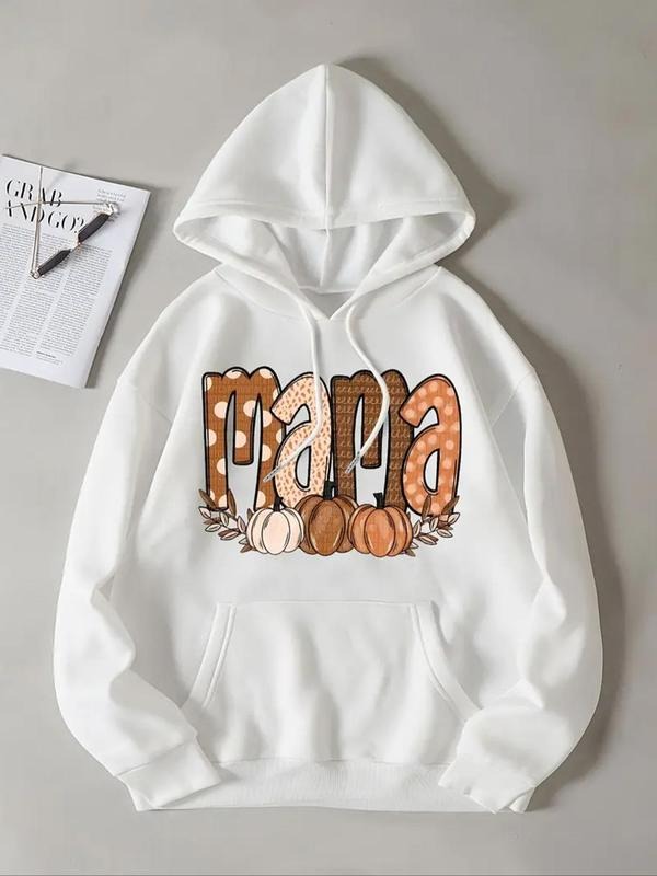 Letter Print Drop Shoulder Casual Drawstring Pocket - Adult & Kids T-Shirts, Sweatshirts & Hoodies apparel design preview 1