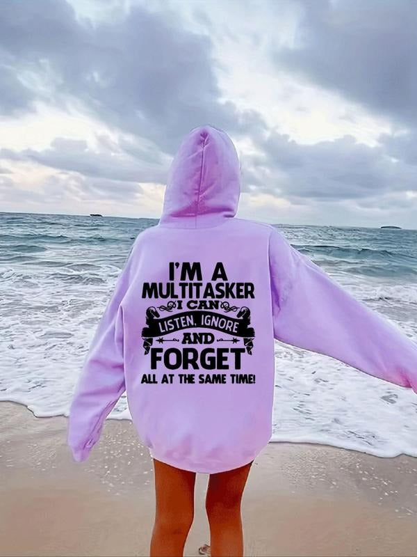 Letter Print Drop Shoulder Casual Drawstring Pocket - Adult & Kids T-Shirts, Sweatshirts & Hoodies apparel design preview 1