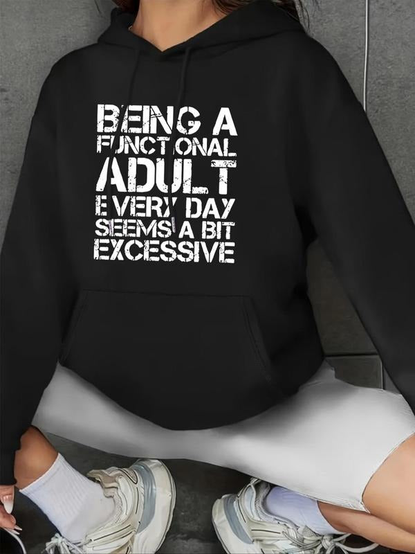 Letter Print Drop Shoulder Casual Drawstring Pocket - Adult & Kids T-Shirts, Sweatshirts & Hoodies apparel design preview 1