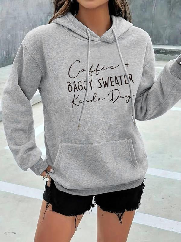 Letter Print Drop Shoulder Casual Drawstring Pocket - Adult & Kids T-Shirts, Sweatshirts & Hoodies apparel design preview 1
