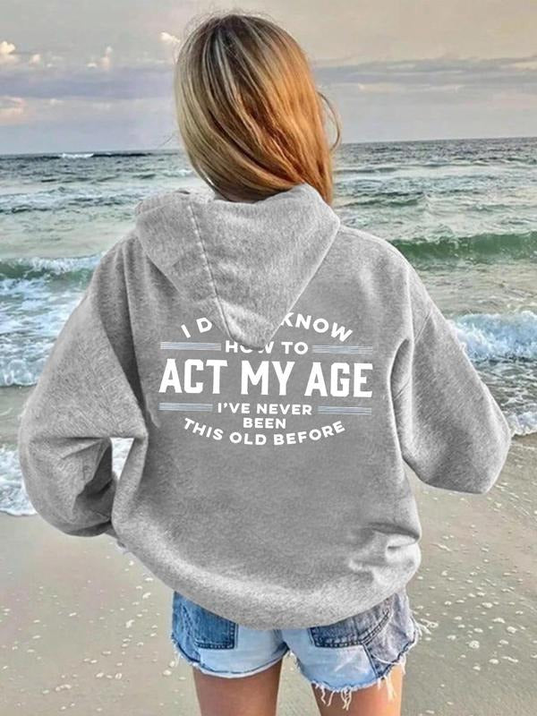 Letter Print Drop Shoulder Casual Drawstring Pocket - Adult & Kids T-Shirts, Sweatshirts & Hoodies apparel design preview 1