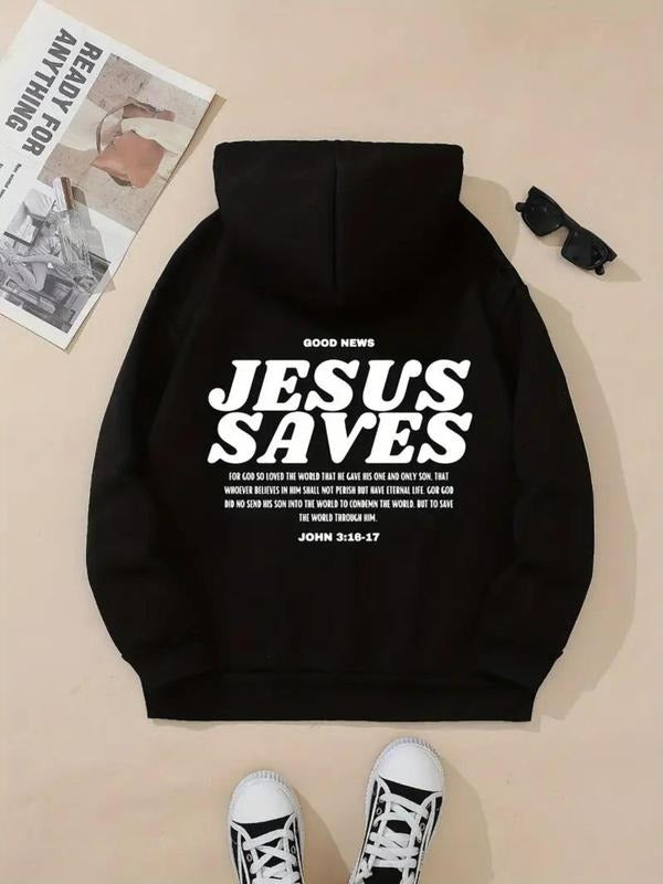 Letter Print Drop Shoulder Casual Drawstring Pocket - Adult & Kids T-Shirts, Sweatshirts & Hoodies apparel design preview 1