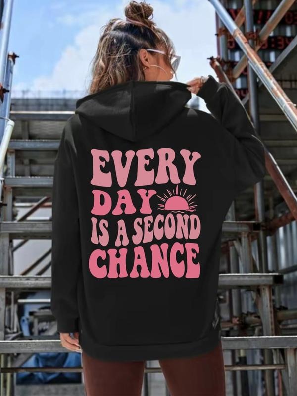 Letter Print Drop Shoulder Casual Drawstring Pocket - Adult & Kids T-Shirts, Sweatshirts & Hoodies apparel design preview 1