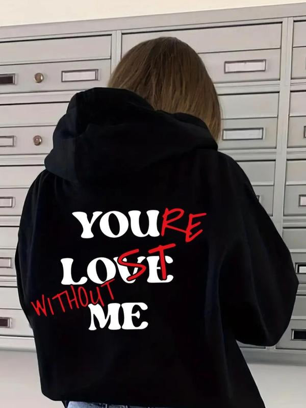 Letter Print Drop Shoulder Casual Drawstring Pocket - Adult & Kids T-Shirts, Sweatshirts & Hoodies apparel design preview 1