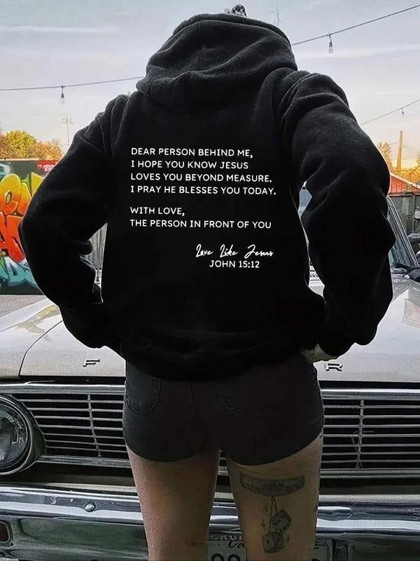 Letter Print Drop Shoulder Casual Drawstring Pocket - Adult & Kids T-Shirts, Sweatshirts & Hoodies apparel design preview 1