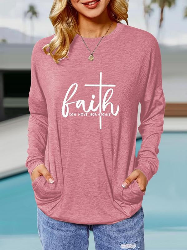 Letter Print Drop Shoulder Pocket Casual Round Neck - Adult & Kids T-Shirts, Sweatshirts & Hoodies apparel design preview 1
