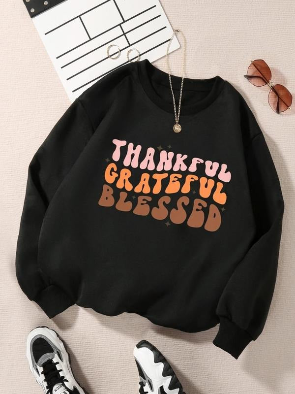 Letter Print Drop Shoulder 2024 New Casual Round Neck - Adult & Kids T-Shirts, Sweatshirts & Hoodies apparel design preview 1