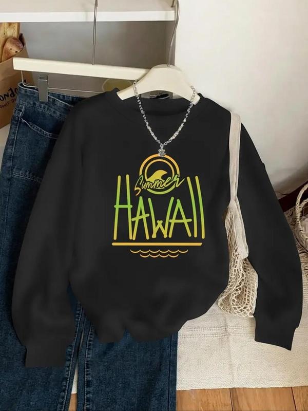 Letter Print Drop Shoulder Casual Round Neck Fall - Adult & Kids T-Shirts, Sweatshirts & Hoodies apparel design preview 1