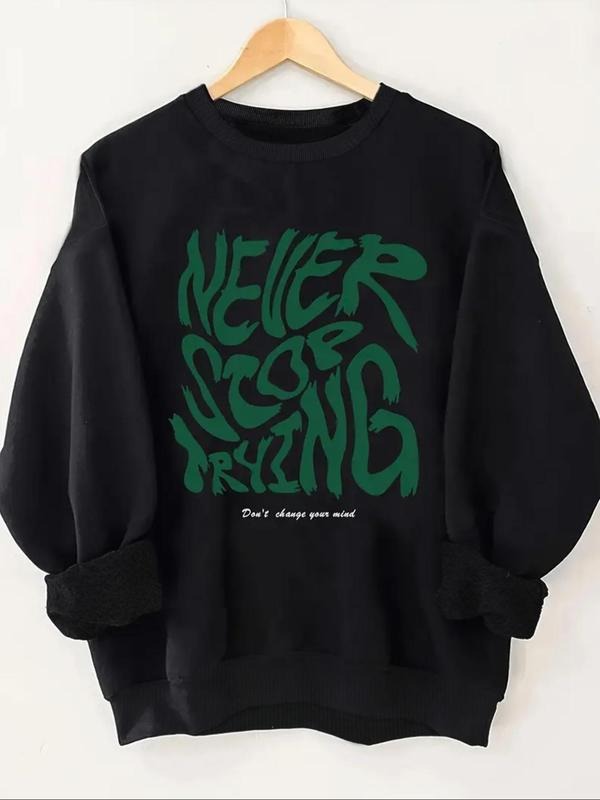 Letter Print Drop Shoulder Casual Round Neck Fall - Adult & Kids T-Shirts, Sweatshirts & Hoodies apparel design preview 1