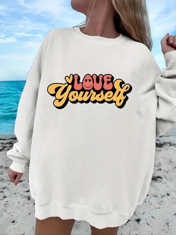Letter Print Drop Shoulder Casual Round Neck Fall - Adult & Kids T-Shirts, Sweatshirts & Hoodies apparel design preview 1