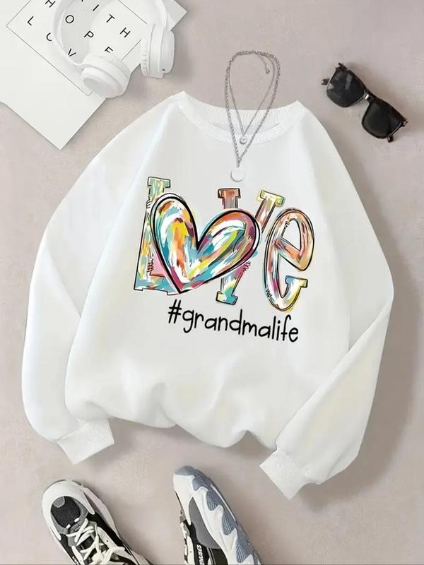 Letter Print Drop Shoulder Casual Round Neck Fall - Adult & Kids T-Shirts, Sweatshirts & Hoodies apparel design preview 1