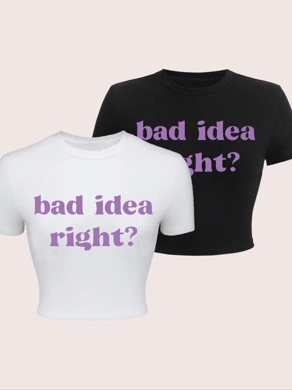 Letter Print Round Neck Crop Casual Short Sleeve Crew - Adult & Kids T-Shirts, Sweatshirts & Hoodies apparel design preview 1