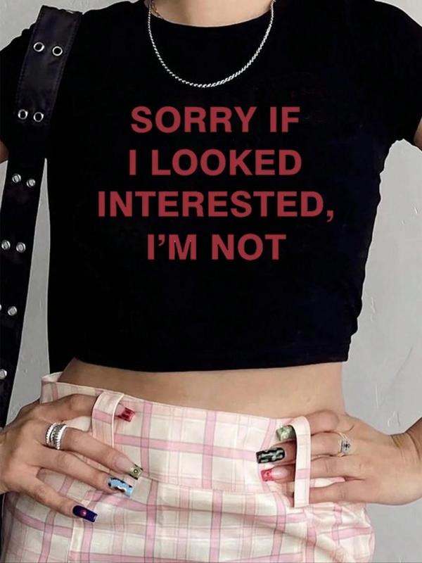 Letter Print Round Neck Crop Casual Tight Fitting - Adult & Kids T-Shirts, Sweatshirts & Hoodies apparel design preview 1