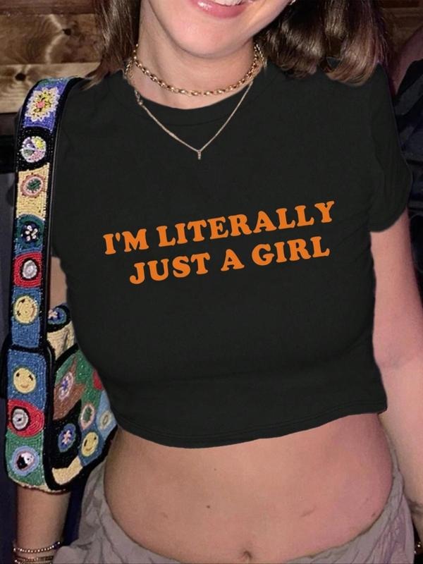 Letter Print Round Neck Crop Casual Crew Short Sleeve - Adult & Kids T-Shirts, Sweatshirts & Hoodies apparel design preview 1