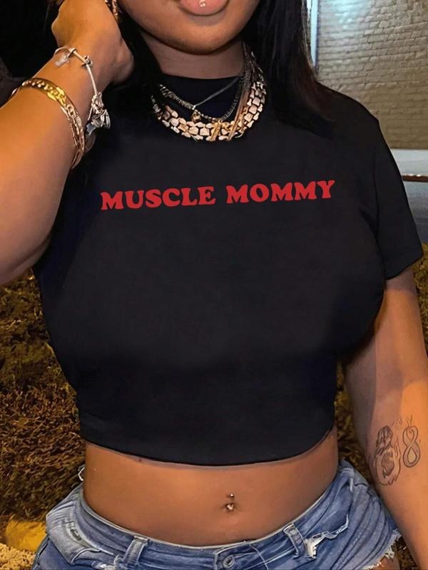 Letter Print Round Neck Crop Casual Crew Short Sleeve - Adult & Kids T-Shirts, Sweatshirts & Hoodies apparel design preview 1