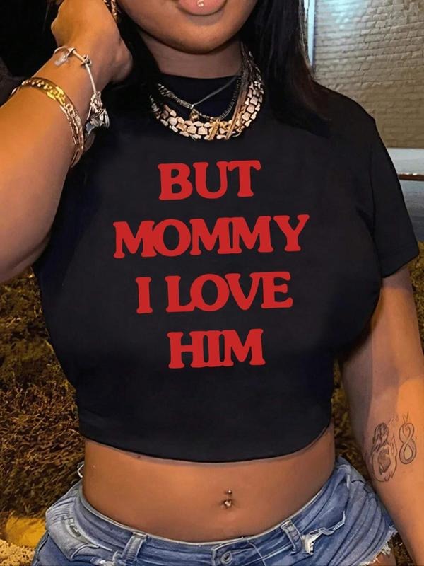 Letter Print Round Neck Crop Casual Crew Short Sleeve - Adult & Kids T-Shirts, Sweatshirts & Hoodies apparel design preview 1