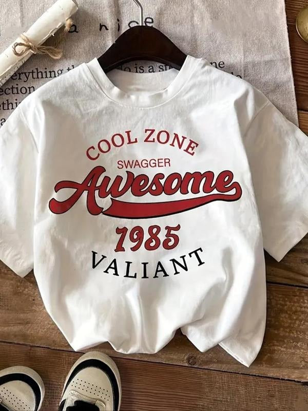 Letter Print Round Neck Crop Vintage Casual Short - Adult & Kids T-Shirts, Sweatshirts & Hoodies apparel design preview 1