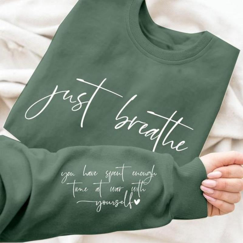 Letter Print Round Neck Casual Crew Spring Fall Top - Adult & Kids T-Shirts, Sweatshirts & Hoodies apparel design preview 1