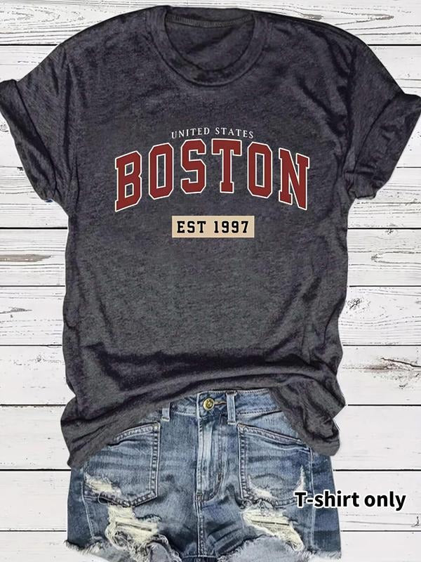 Letter Print Round Neck Casual Short Sleeve Crew - Adult & Kids T-Shirts, Sweatshirts & Hoodies apparel design preview 1