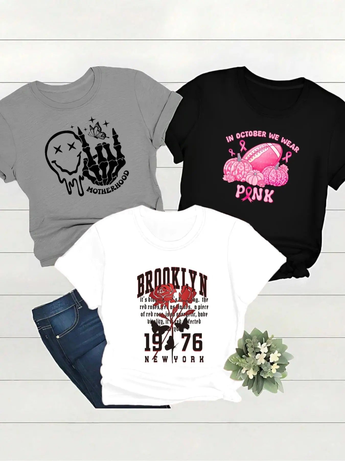 Letter Print Round Neck Casual Short Sleeve Crew - Adult & Kids T-Shirts, Sweatshirts & Hoodies apparel design preview 1