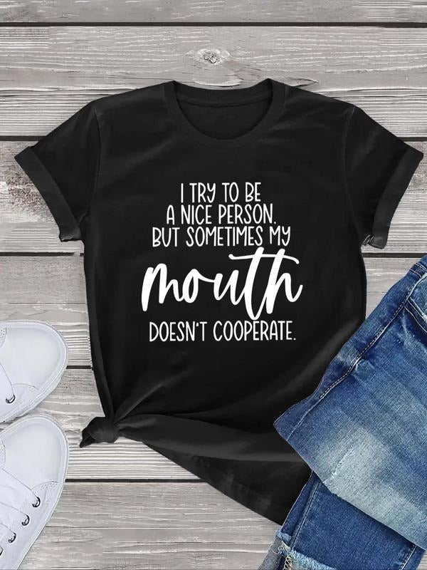Letter Print Round Neck Casual Short Sleeve Crew - Adult & Kids T-Shirts, Sweatshirts & Hoodies apparel design preview 1
