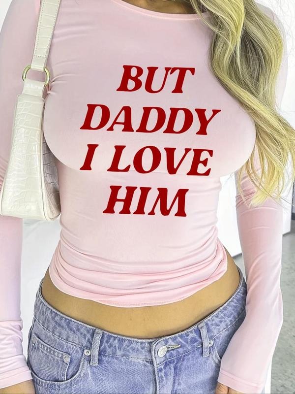 Letter Print Tight Sleeve Skinny Y2K Round Neck Daily - Adult & Kids T-Shirts, Sweatshirts & Hoodies apparel design preview 1