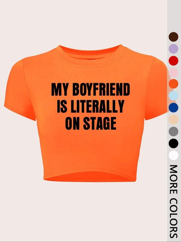 Letter Slogan Print Round Neck Crop Y2K Casual Short - Adult & Kids T-Shirts, Sweatshirts & Hoodies apparel design preview 1