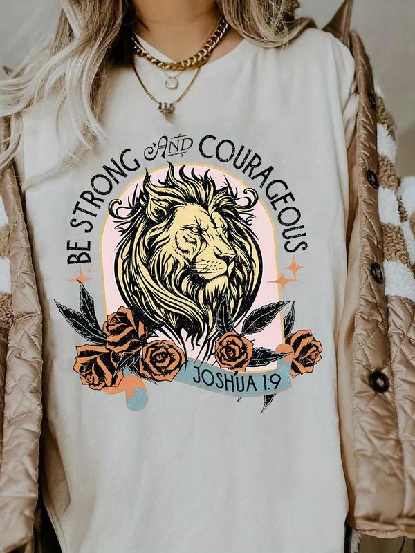 Lion Floral Print Round Neck Vintage Casual Letter - Adult & Kids T-Shirts, Sweatshirts & Hoodies apparel design preview 1