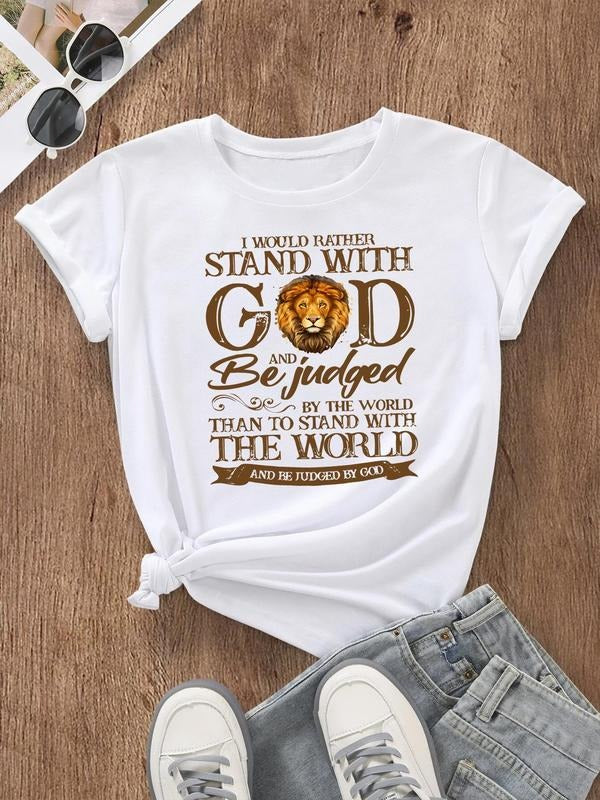 Lion Letter Print Round Neck Casual Crew Short Sleeve - Adult & Kids T-Shirts, Sweatshirts & Hoodies apparel design preview 1
