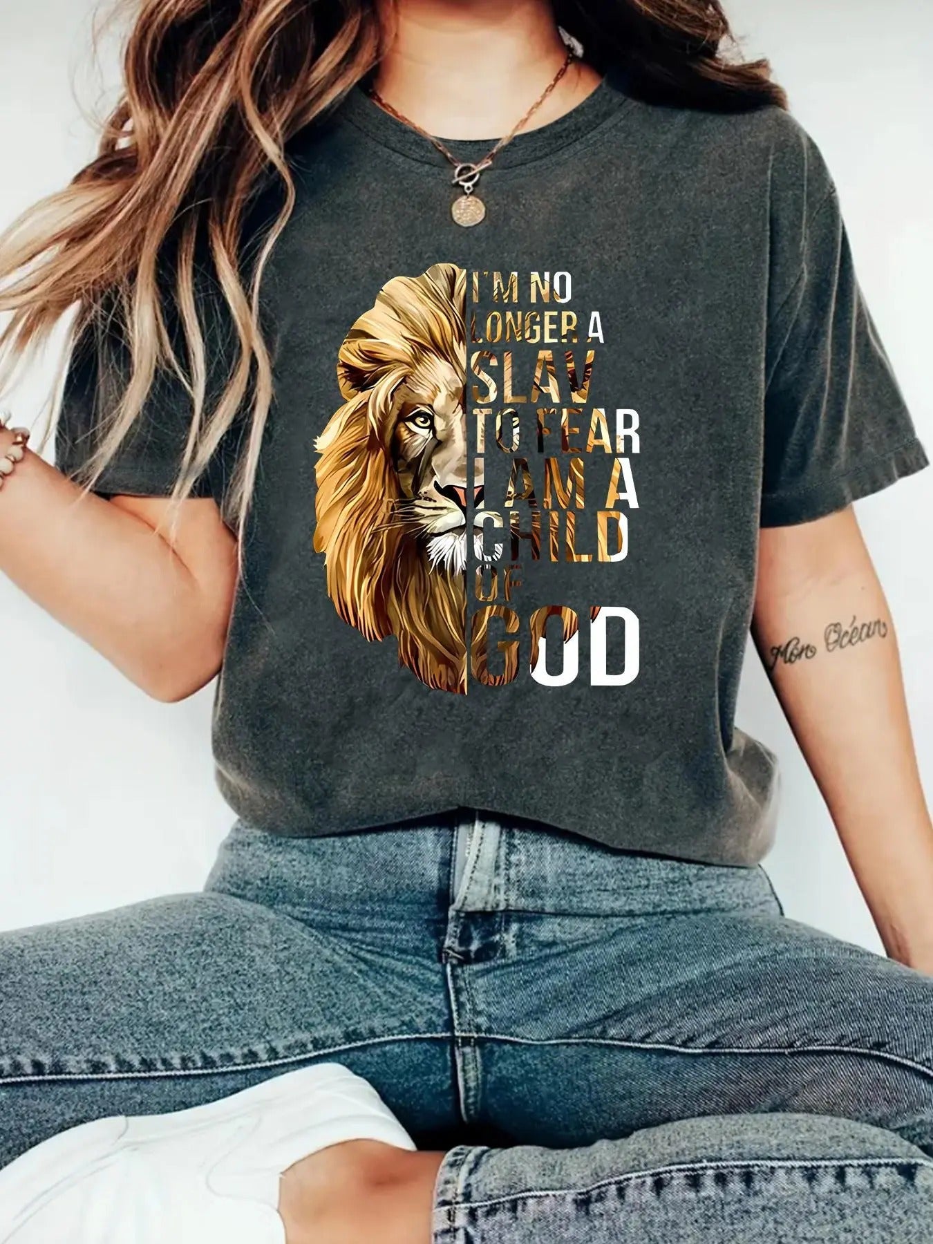 Lion Print Round Neck Vintage Casual Letter Short - Adult & Kids T-Shirts, Sweatshirts & Hoodies apparel design preview 1
