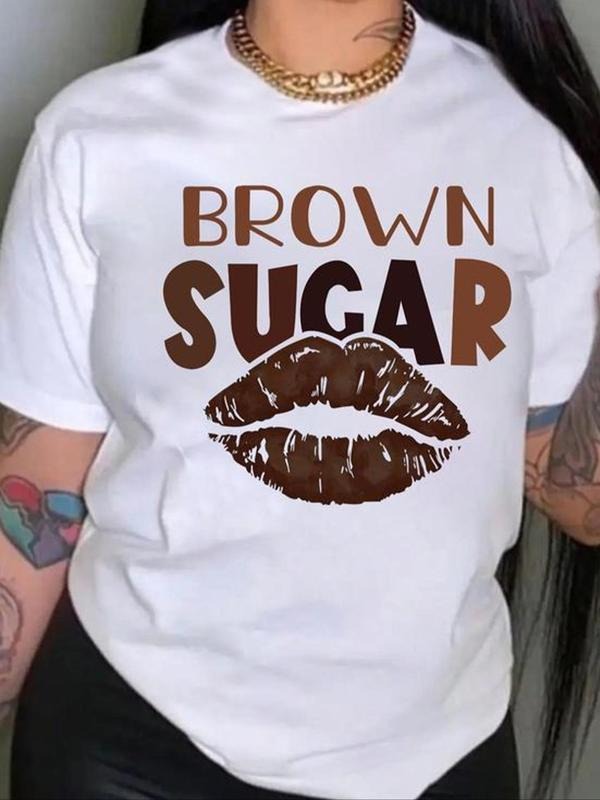 Lip "BROWN SUGAR" Letter Print Round Neck Casual - Adult & Kids T-Shirts, Sweatshirts & Hoodies apparel design preview 1