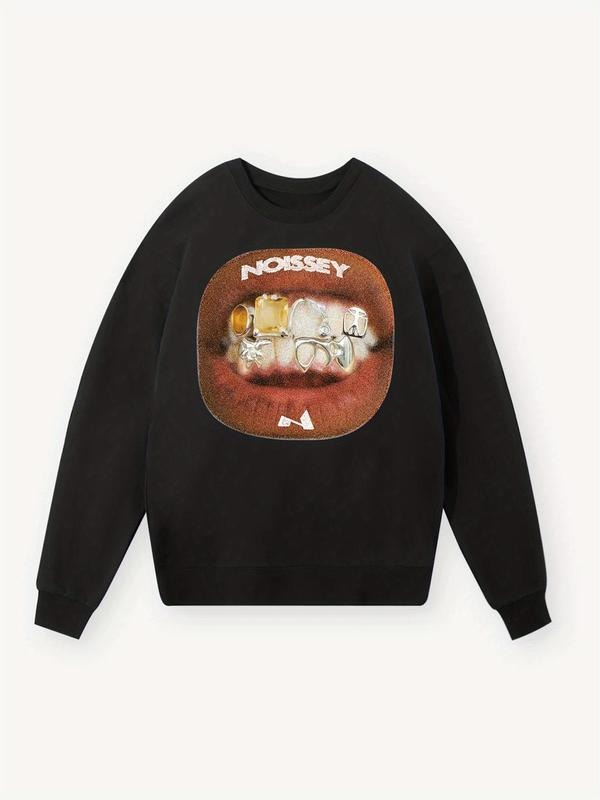 Lip Print Drop Shoulder Casual Round Neck Fall Winter - Adult & Kids T-Shirts, Sweatshirts & Hoodies apparel design preview 1