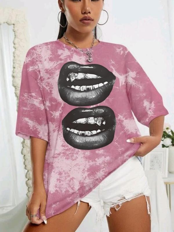 Lip Print Round Neck Casual Crew Daily Vacation - Adult & Kids T-Shirts, Sweatshirts & Hoodies apparel design preview 1