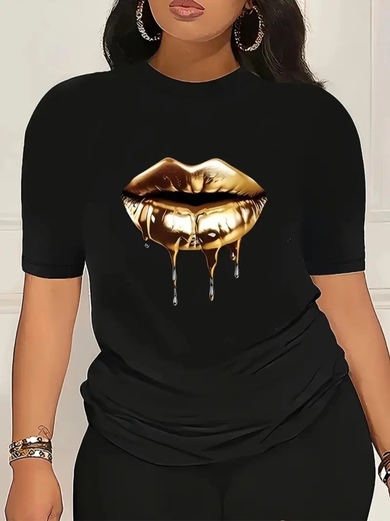 Lip Print Round Neck Casual Crew Daily Vacation - Adult & Kids T-Shirts, Sweatshirts & Hoodies apparel design preview 1