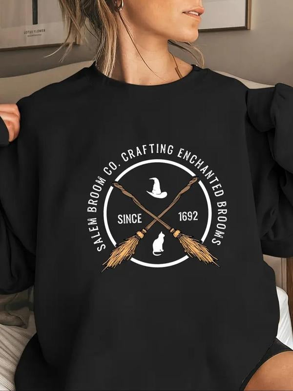Magic Broom Print Round Neck Casual Crew Fall Winter - Adult & Kids T-Shirts, Sweatshirts & Hoodies apparel design preview 1