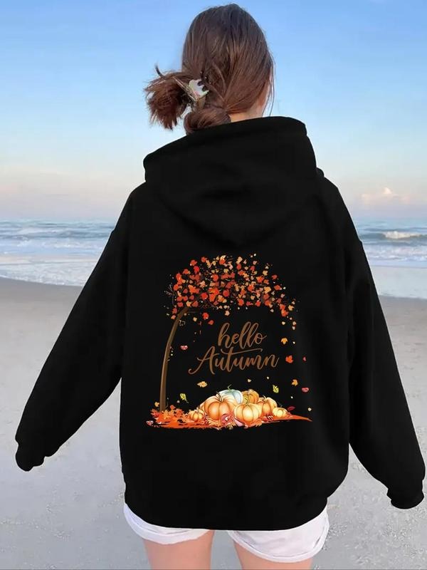 Maple Leaf Pumpkin Print Drop Shoulder Casual - Adult & Kids T-Shirts, Sweatshirts & Hoodies apparel design preview 1