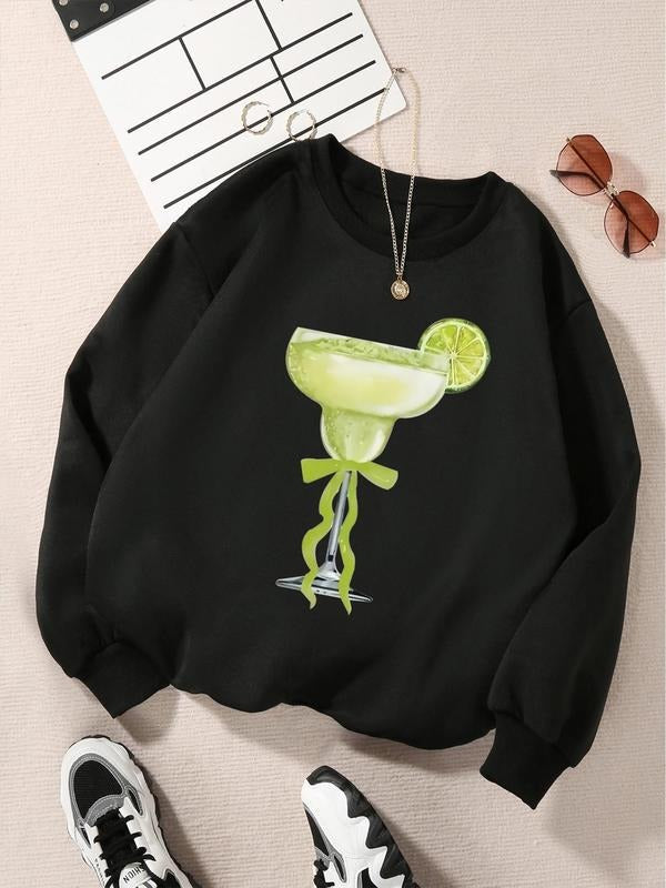 Margarita Print Drop Shoulder Casual Round Neck Fall - Adult & Kids T-Shirts, Sweatshirts & Hoodies apparel design preview 1