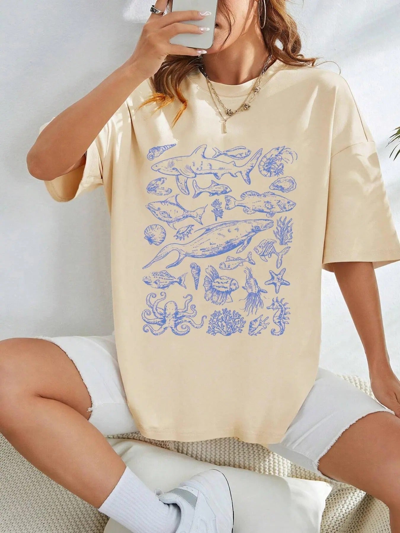Marine Animal Print Round Neck Casual Short Sleeve - Adult & Kids T-Shirts, Sweatshirts & Hoodies apparel design preview 1