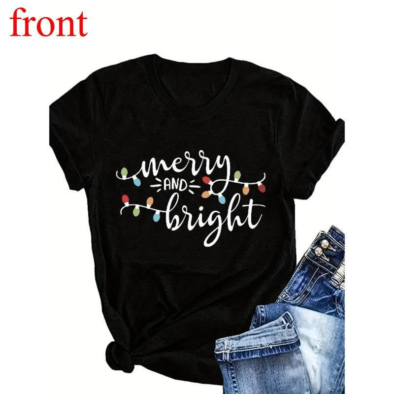 Merry Bright Print Casual Crew Neck Short Sleeve Top - Adult & Kids T-Shirts, Sweatshirts & Hoodies apparel design preview 1