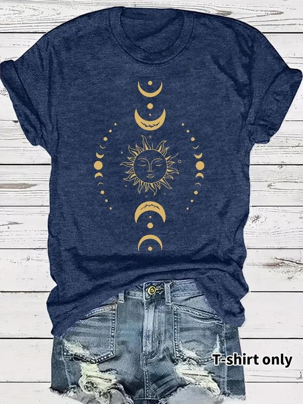 Moon Sun Print Round Neck Casual Short Sleeve Crew - Adult & Kids T-Shirts, Sweatshirts & Hoodies apparel design preview 1