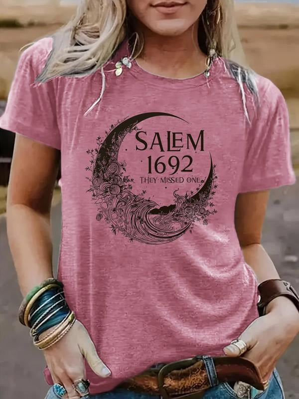 Moon Print Round Neck Vintage Casual Short Sleeve - Adult & Kids T-Shirts, Sweatshirts & Hoodies apparel design preview 1