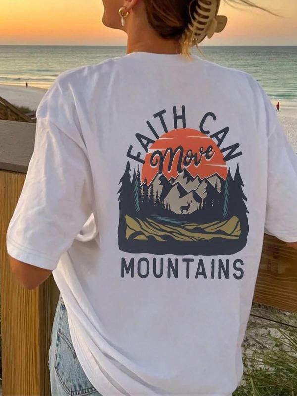 Mountain Letter Print Short Sleeve Casual Round Neck - Adult & Kids T-Shirts, Sweatshirts & Hoodies apparel design preview 1