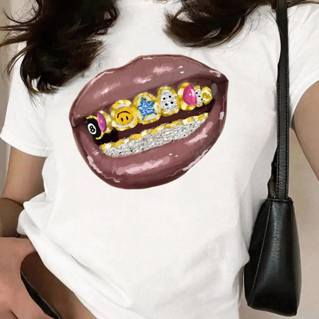 Mouth Print Round Neck Casual Short Sleeve Daily - Adult & Kids T-Shirts, Sweatshirts & Hoodies apparel design preview 1
