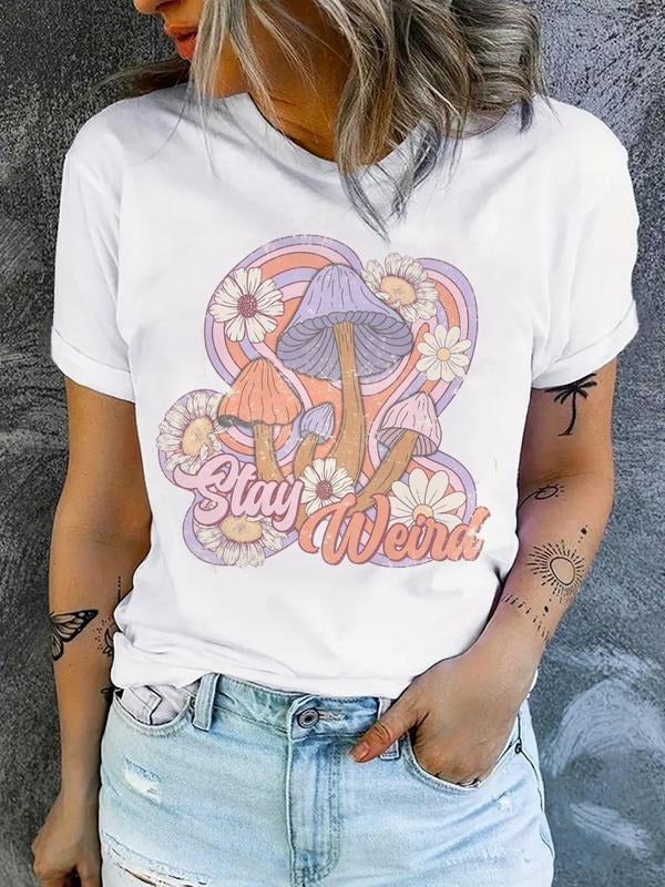 Mushroom Print Round Neck Casual Letter Floral Drop - Adult & Kids T-Shirts, Sweatshirts & Hoodies apparel design preview 1