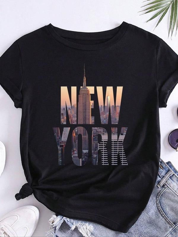 New York City Letter Print Round Neck Vintage Casual - Adult & Kids T-Shirts, Sweatshirts & Hoodies apparel design preview 1