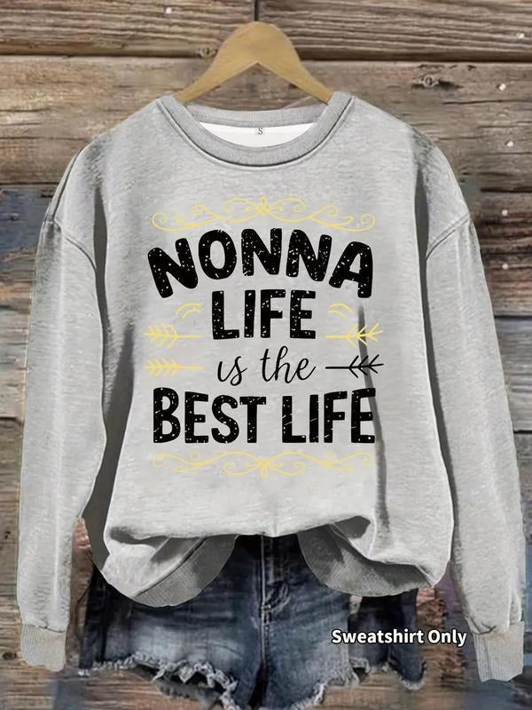 Nonna Life Is Best Print Crew Neck Casual Top Fall - Adult & Kids T-Shirts, Sweatshirts & Hoodies apparel design preview 1