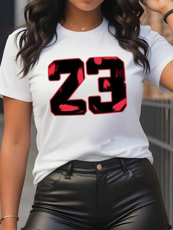 Number 23 Print Round Neck Casual Short Sleeve Daily - Adult & Kids T-Shirts, Sweatshirts & Hoodies apparel design preview 1