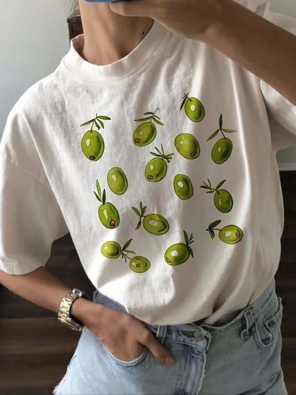 Olive Print Round Neck Casual Drop Shoulder Half - Adult & Kids T-Shirts, Sweatshirts & Hoodies apparel design preview 1