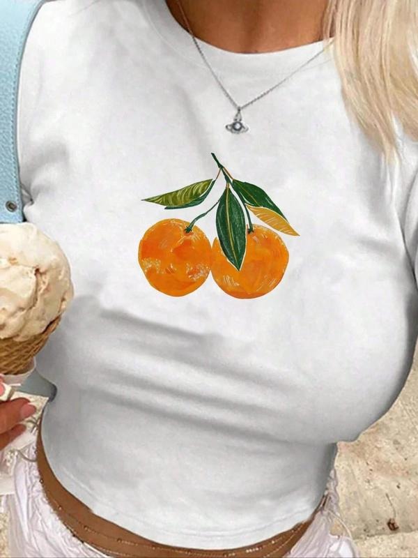 Orange Print Round Neck Casual Short Sleeve Crew Top - Adult & Kids T-Shirts, Sweatshirts & Hoodies apparel design preview 1