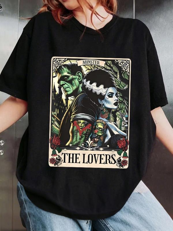 Lovers" Monster Tarot Black Gothic Frankenstein Bride - Adult & Kids T-Shirts, Sweatshirts & Hoodies apparel design preview 1